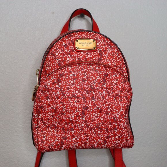 Michael Kors Abbey Red Floral Mini Convertible Backpack - Picture 1 of 5